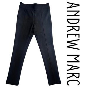 Andrew Marc Stretch Faux Suede Microfiber Black Ponte Pants Womens Size S NWOT